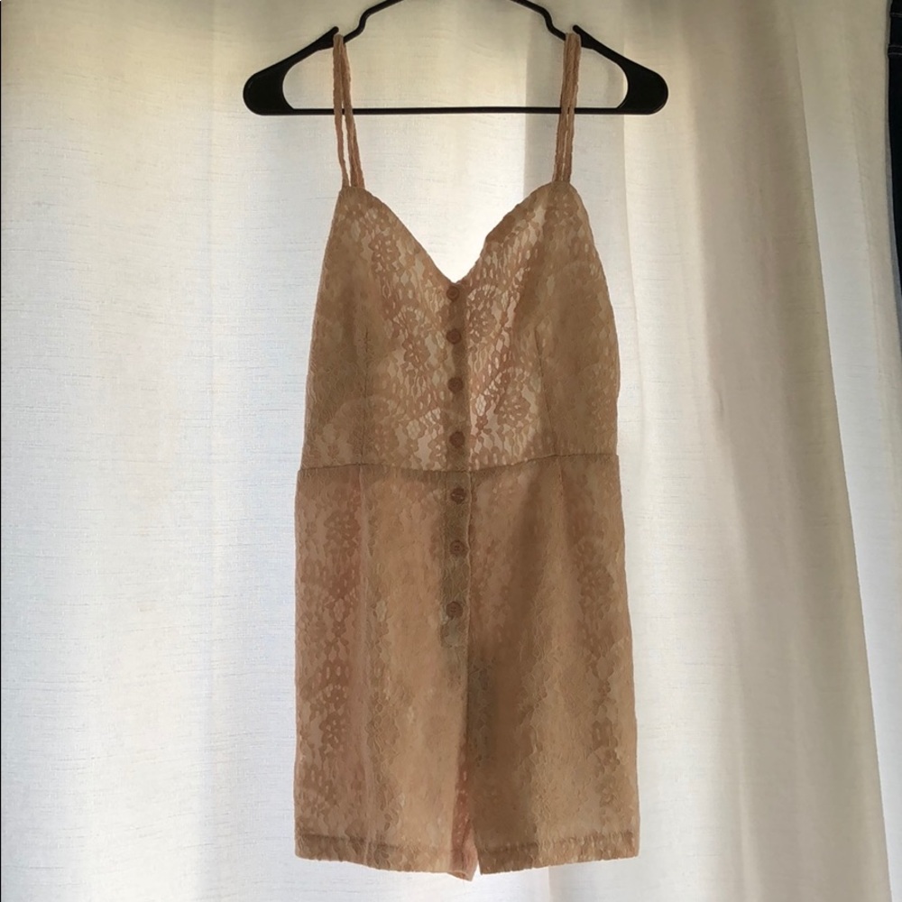 Pink lace romper NWT